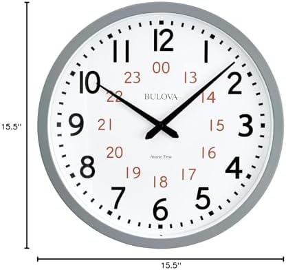 Bulova Atomic Analog Wall Clock Model C5003 Atomic Time 1, Sets Automatically, Quartz Battery