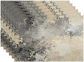 Batmerry Taupe Squares Texture Linen Placemats Set of 6, Grey and Beige Art Painting Washable Table Mats for Kitchen Table Thickened Heat Insulation Dining Set Indoor Outdoor 12X18 in