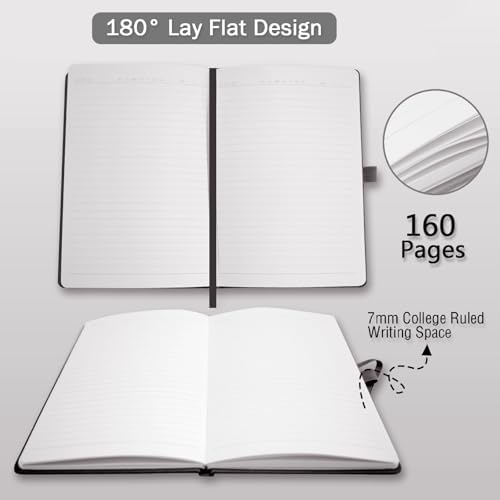 Heture Hardcover Black Notebooks, A5 Lined Notebook for Work 12 pack