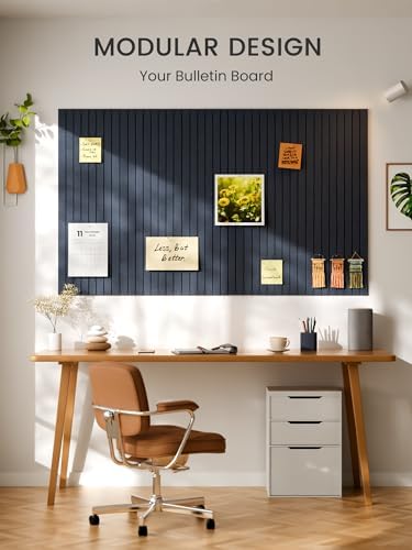 Bumusty 36"x 24" Large Felt Bulletin Board Tiles,Deep Charcoal Blue