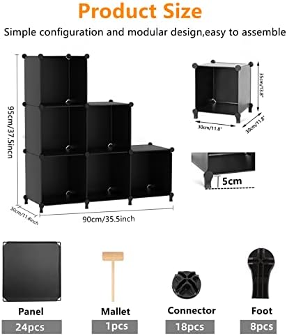 AWTATOS Closet Organizers and Storage, 6 Cube Storage Organizer, Black