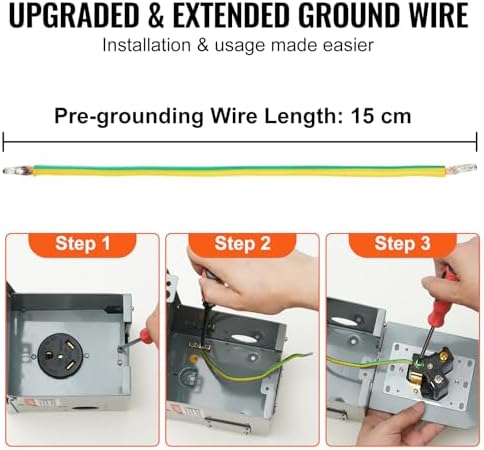 VEVOR 30 Amp RV Power Outlet Box, 125/250 Volt, Enclosed Lockable Outdoor RV Receptacle Box, NEMA TT-30R Weatherproof Electrical Panel, for RV Camper Trailer Motorhome Electric Car
