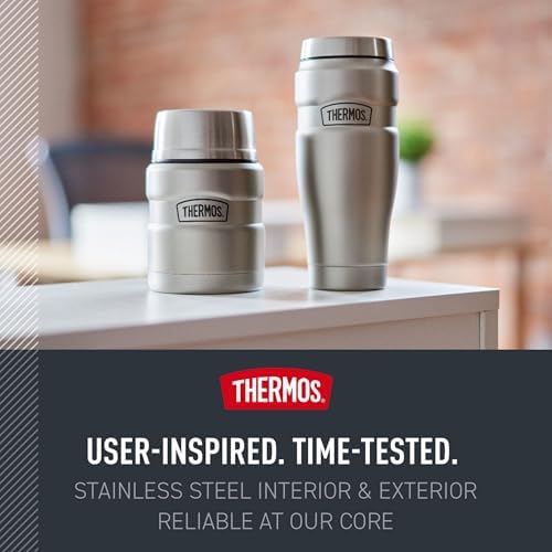 THERMOS Stainless King Food Jar with Spoon, 16oz, Matte Steel