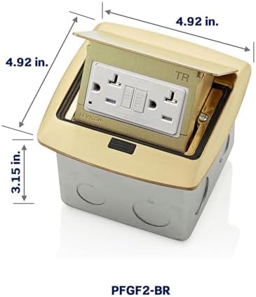 Leviton Pop-Up Floor Box with 20 Amp, Tamper-Resistant Self-Test GFCI Outlet, Brass, PFGF2-BR