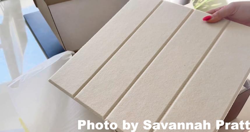 Felt Bulletin Board Tiles | Modern Cork Board Alternative | Large Cork Boards for Walls | Aesthetic Felt Wall Panels for Office & Home Decor | Pinboard & Photo Board (12-Pack) | Beige