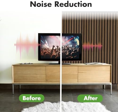 Art3d 20-Pack 12" x 24" Soundproof Wood Slat Panels, 40 sq.ft Acoustic Wall Panels, 3D Wall Panels with Wood Slat Design, Decorative Wood Wall Panel for Accent Walls-Deep Walnut