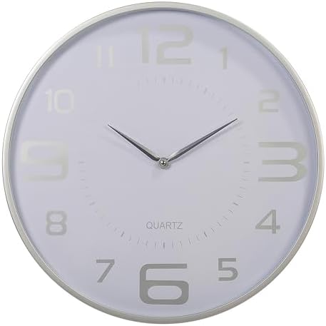 Kiera Grace Wall Clock, 18 Inch, White Modern Classic Quartz Wall Clocks Battery Operated, Silent Non Ticking Home Decor for Living Room, Kitchen, Bathroom
