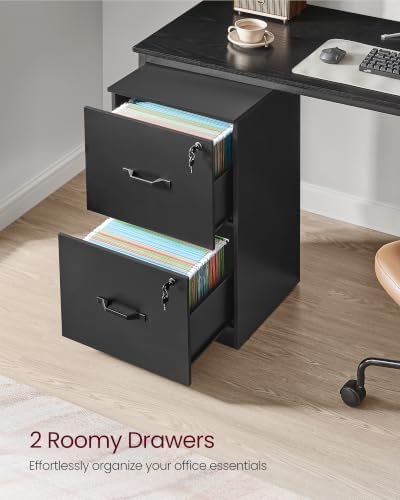 VASAGLE 2 Drawer File Cabinet with Locks, for A4, Letter Sized Documents