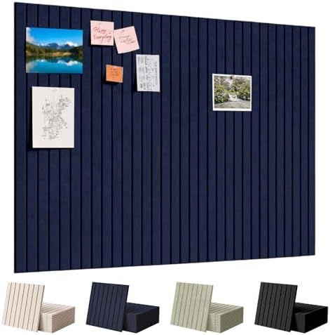 Large Felt Bulletin Board with Self-Adhesive | 12 Pack 48"x36" Cork Board Alternative | Notice Boards with 35 Pushpins, Secure and Easy to Install, Home Office Decor Classroom Decor - Navy Blue