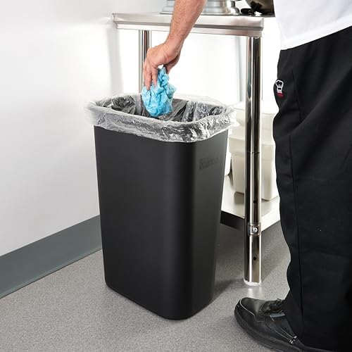 Winco PWR-41K Waste Basket, 10 Gallon, Black (Pack of 2)