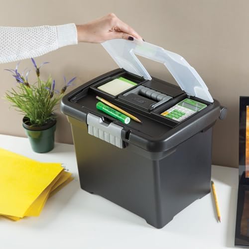 Sterilite Portable File Box with Latching Lids for Home and Office, 12-Pack | Heavy-Duty and Stackable Plastic Containers with Latches for Closet, Cabinet, Bedroom, Bathroom and Dorm Room Organization