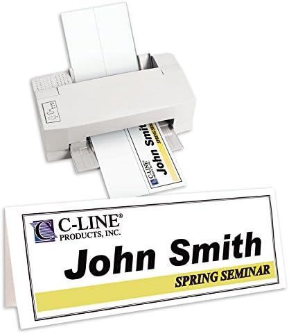 C-Line Printer-Ready Scored Name Tent Cards, 11 x 4-1/4 Inches (Folded Size), 8-1/2"" x 11"" White Cardstock Sheets, Box of 50 (87517), large