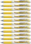 Pentel EnerGel RTX Retractable Liquid Gel Ink Pen, (0.7mm) Medium line, Yellow Ink, Box of 12 Pens (BL77-G)