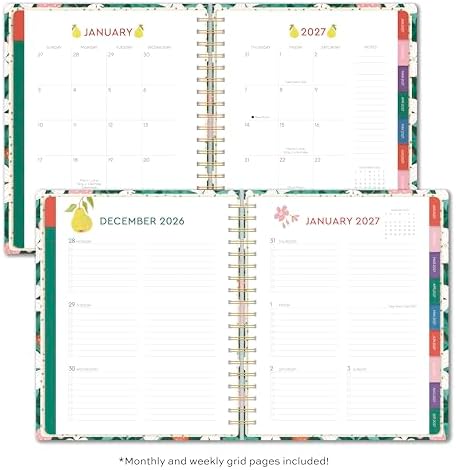 High Note 2027 Planner, 17-Month Weekly & Monthly Hardcover Planner: August 2026 to December 2027, 9" x 10", Fruits with Notes, Lists & Reference Pages + Sticker Sheet