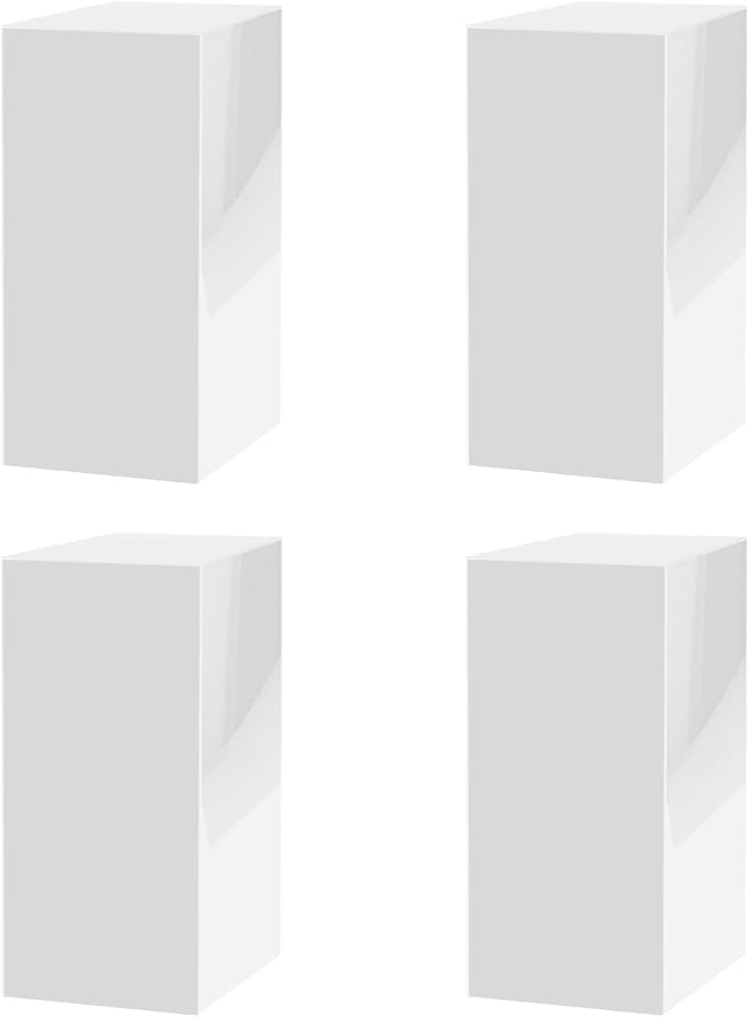 Marketing Holders 4 Pack 12" x 12" x 32" Tall Box Pedestal Stand Glossy White 5 Sided Lucite Flower Tower Column or Product and Merchandise Platform