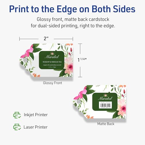Avery Printable Rectangle Scalloped Tags, Sure Feed Technology, 2" x 1-1/4", Glossy White Cardstock, Print-To-The-Edge, Laser/Inkjet Printable, 450 Total, Great for Custom Gift or Branding Tags