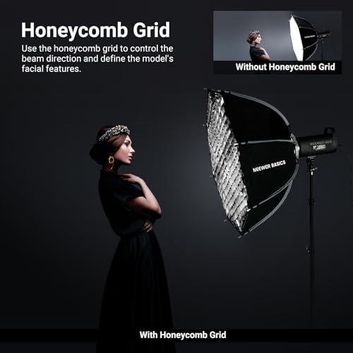 NEEWER Basics Octagonal Softbox Bowens Mount, 35.4'' Quick Release Soft Box Lighting Set with Grid, Compatible with Aputure 150c Compatible with Godox SL60w, for FS300C FS150B HB80C CB200C Q6, NS64P