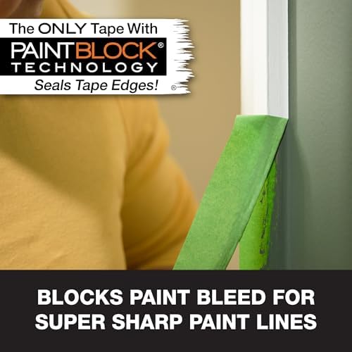 FrogTape Multi-Surface Painter's Tape with PAINTBLOCK, 2 in Wide (1.41 in x 60 yd), Quick Stick Medium Adhesion, Premium Green Painters Tape Removes Clean, 4 Rolls (240660)