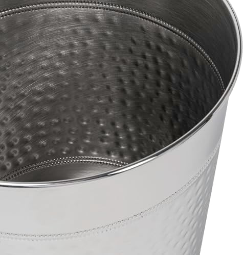 happimess Riley 2 Gal Hammered Steel Bin 10" H, Brushed Steel