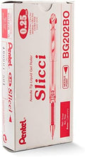 Pentel Arts Slicci 0.25 mm Extra Fine Gel Pen, Red Ink, Box of 12 (BG202-B)