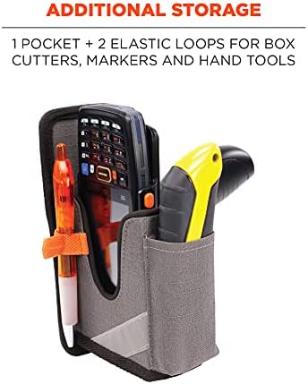 Ergodyne Squids 5541 Barcode Scanner Holster Pouch for Gun Grip Mobile Computers, Holder for Handheld Bar Code Scanners, Belt Clip Attachment Small