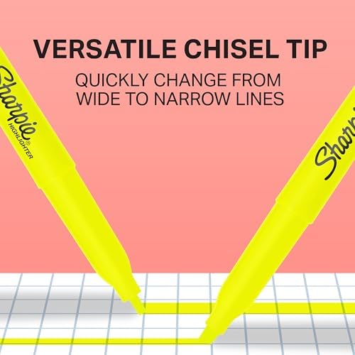 SHARPIE Pocket Highlighters Chisel Tip Fluorescent Yellow 36-Count Set for Office Supplies School Supplies Bible Study and Home Office Essentials (Pack of 6)