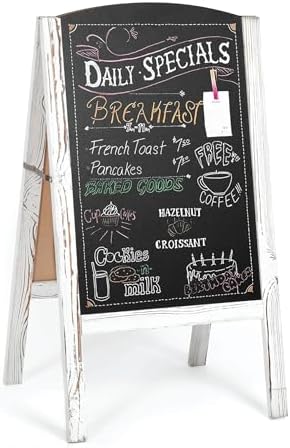 Ilyapa A-Frame Chalkboard Sidewalk Sign, 18x32 Inch - White, Sturdy
