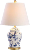 JONATHAN Y Penelope Ginger Jar 22" LED Table Lamp, Blue/White