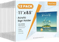 MaxGear Acrylic Sign Holder 8.5 x 11 Wall Mount, 12 Pack, Landscape