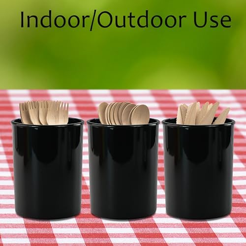 Reston Lloyd Small Utensil Holders, 3-Piece Small Set, Multipurpose Cookware Storage Crock, Kitchen Countertop & Office Desk Organization, BPA-Free Plastic, Black