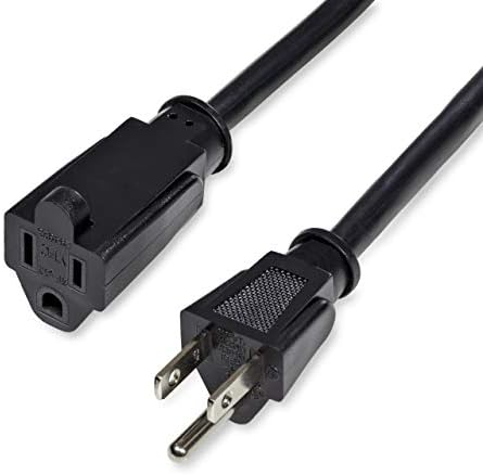 StarTech.com 6ft (2m) Power Extension Cord, NEMA 5-15R to NEMA 5-15P Black Extension Cord, 13A 125V, 16AWG, Outlet Extension Power Cable, AC Power Cord - UL Listed (PAC1016)