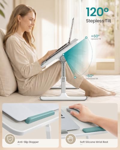 SONGMICS Laptop Bed Desk, Adjustable Lap Desk for Bed with 6 Heights