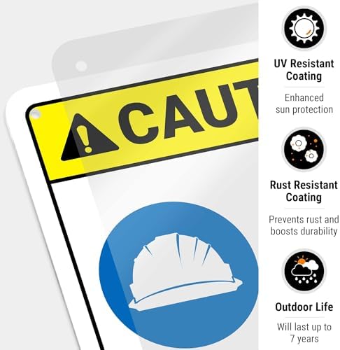Hard-Hat and Safety Vest Required Sign, ANSI Caution Sign,