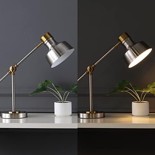 JONATHAN Y Allegra Metal Task Desk Lamp USB Port 18.5", Nickel/Brass Gold