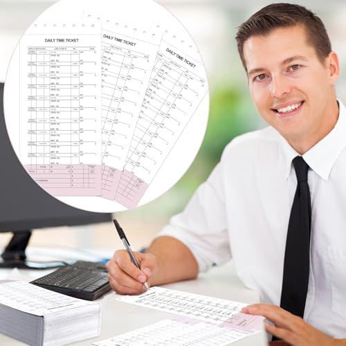 AmazingSpark 500 Pack Daily Time and Job Ticket 12 Flag Mechanics Time Sheets Cards for Employees Weekly Format Repair Shop Office Business, 4 1/4" x 9 1/2"