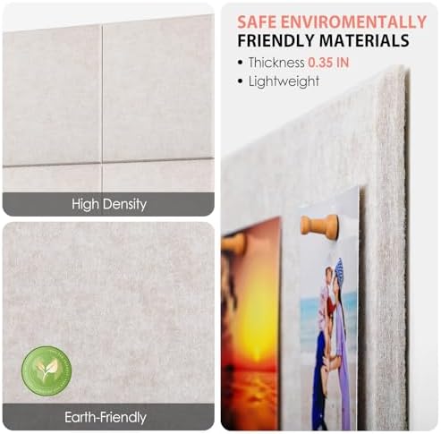 MaxGear Felt Bulletin Board 48" x 36", Light Tan Felt Wall Tiles Wall Decor
