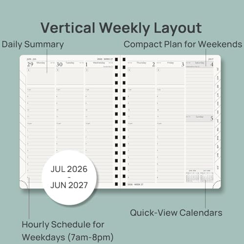 POPRUN Planner 2026-2027 (Medium - 6.5'' x 8.5'') Academic Weekly Planner