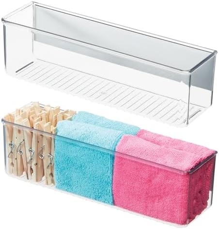 iDesign Magnetic Medium Clear Plastic Organizer Bins, 2-Pack