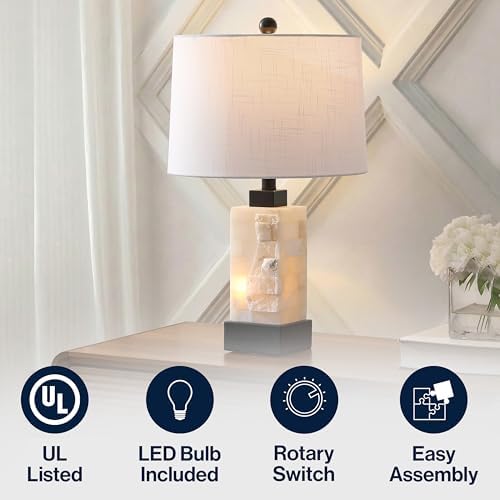 JONATHAN Y Eloise 2-Light Alabaster Table Lamp 23", White/Black