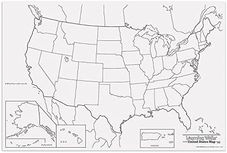 Pacon PAC78760 United States Giant Map, 48" Width, 72" Length, Black/White