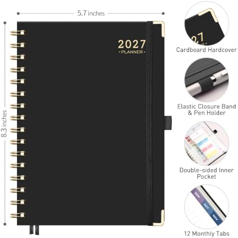 RETTACY 2027 Planner, Weekly and Monthly, A5 Size (5.7" x 8.3")