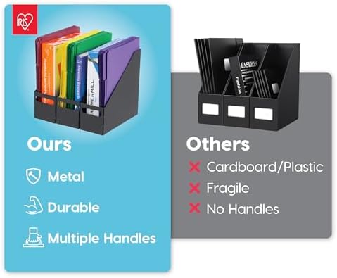 IRIS USA 6-Pack Magazine Holder Organizer, Black | Organize classroom papers, folders and reading materials with compact storage for teachers, schools and educators