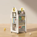 GAMAK Small Bookshelf for Small Spaces Kids Stand on Wheels Rotating Bookshelf 360 Display 4 Tier Bookcase Children's Picture Book Floor Storage (Color : Gray)