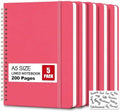 5 Pack Hardcover Spiral Notebooks, 8.3" x 6.3" Lined Journal Set, 100 GSM Bleed-Resistant Paper, 200 Pages Twin-Wire Bound Notebook with Elastic Band & Category Stickers for Office, School