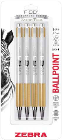 Zebra Pen F-301 Signature Series Ballpoint Pen, Black, 0.7mm, 4-Pk (27254)