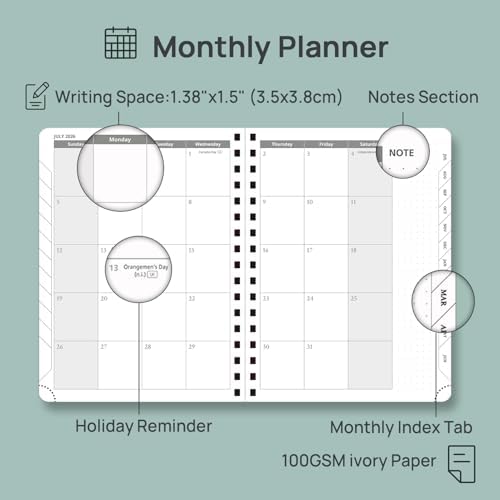 POPRUN Weekly Planner 2026-2027, 6.75" x 8.75" Academic Year Calendar Book