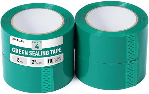 2" x 110 Yards Green Packing Tape, 4 Rolls
