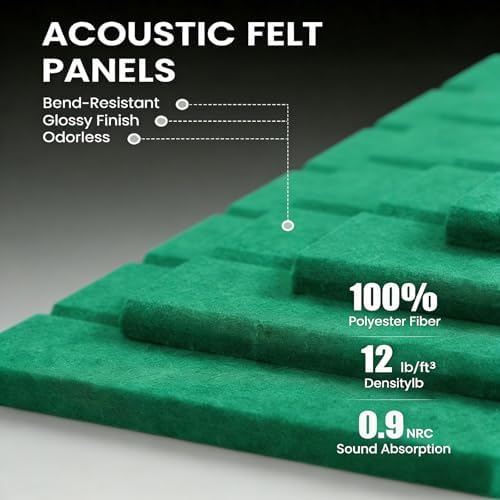 Slat Felt Wall Tiles (12 Pack) - 11.8"x11.8" Self-Adhesive Bulletin Board for Wall, Acoustic Panels for Sound Dampening, Modern Black Pin Board, Home Office Decor (30x30cm)