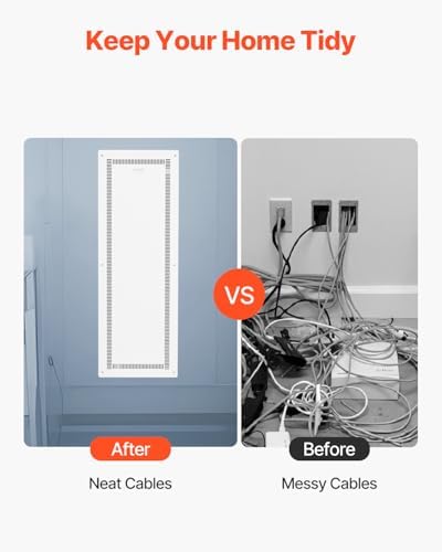 VEVOR Structured Media Enclosure, 42-Inch, Recessed in-Wall Media Box with Cover, Wall-Mount Cable Management Box Kit, Structured Wiring Multi-Media Cabinet, Cold-Rolled Steel, for TV Home Theater