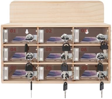 Cell Phone Cabinet,Aluminum Alloy Pocket Chart Cell Phones Storage Cabinet, Cell Phone Locker,Wall-Mounted with a Locked,for Classroom, Office, Gym (9 Grid)